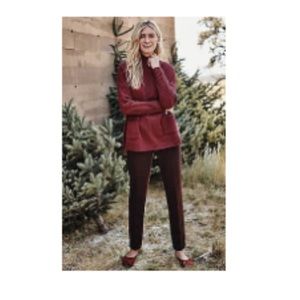 J.Jill burgundy & black check essential ponte slim leg pants size 2X NWT